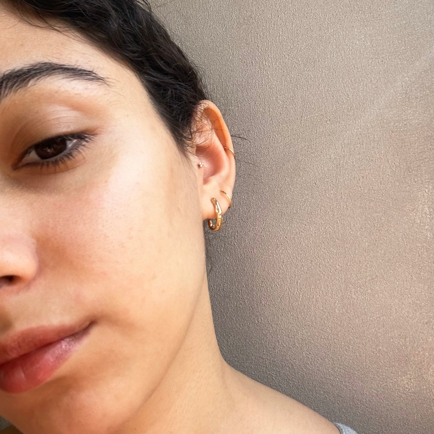 Gold Short Liquid Earrings