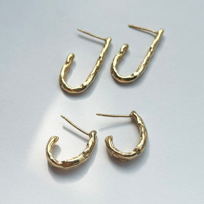 Gold Short Liquid Earrings